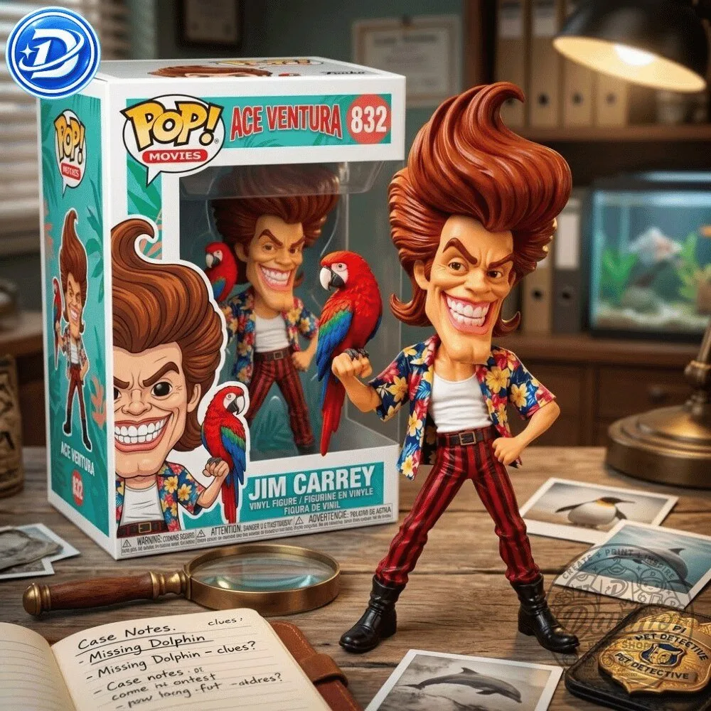 Funko Pop Ace Ventura Jim Carrey With Parrot Figure 9 Funko Pop Ace Ventura Jim Carrey With Parrot Figure