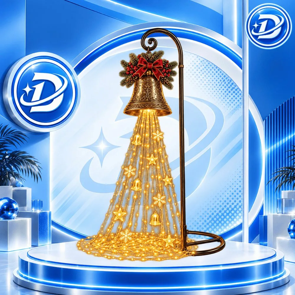 Solar Christmas Yard Light with Cascading Golden Bells and Snowflakes 2026