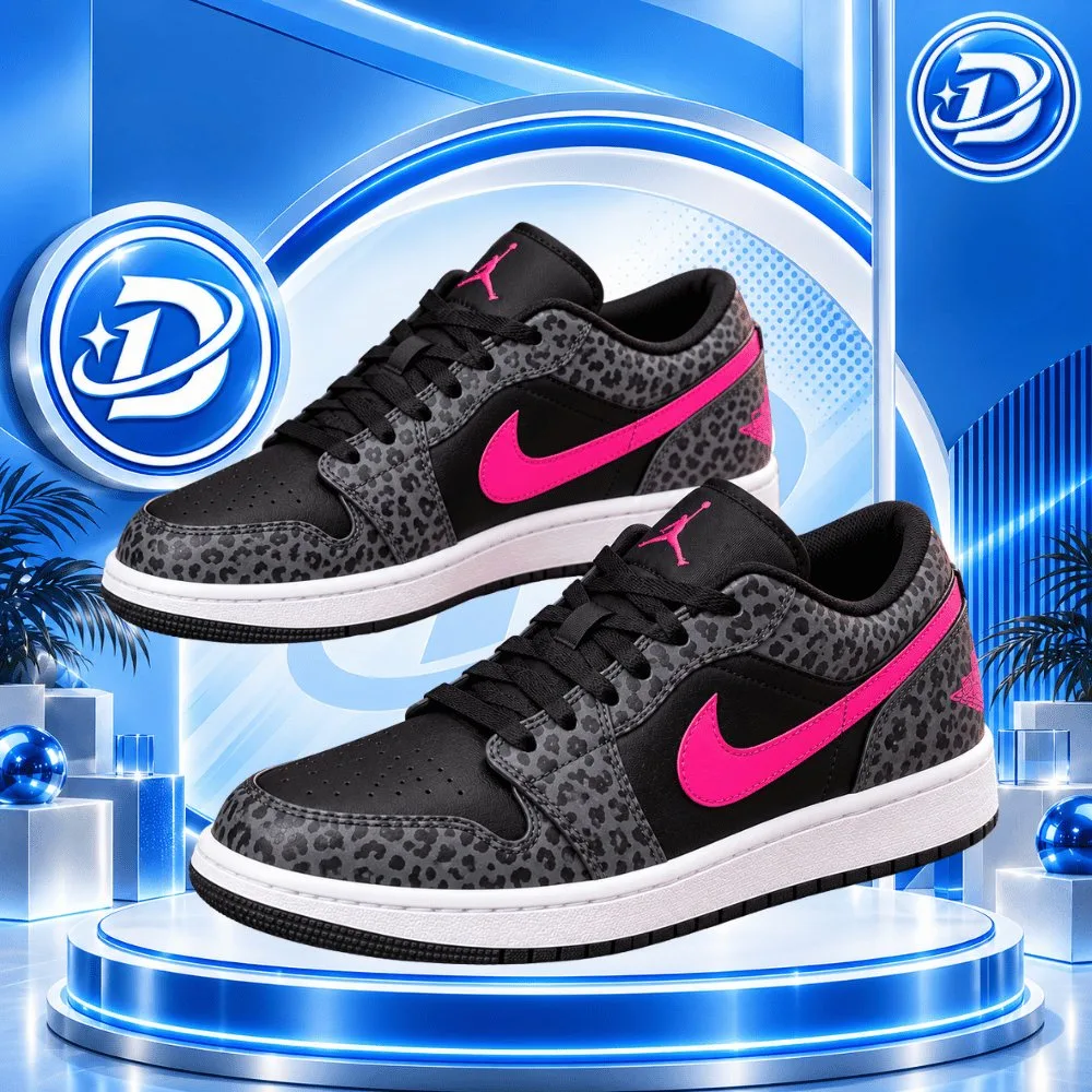 Leopard Pink Swarovski Air Jordan 1 Low Shoes