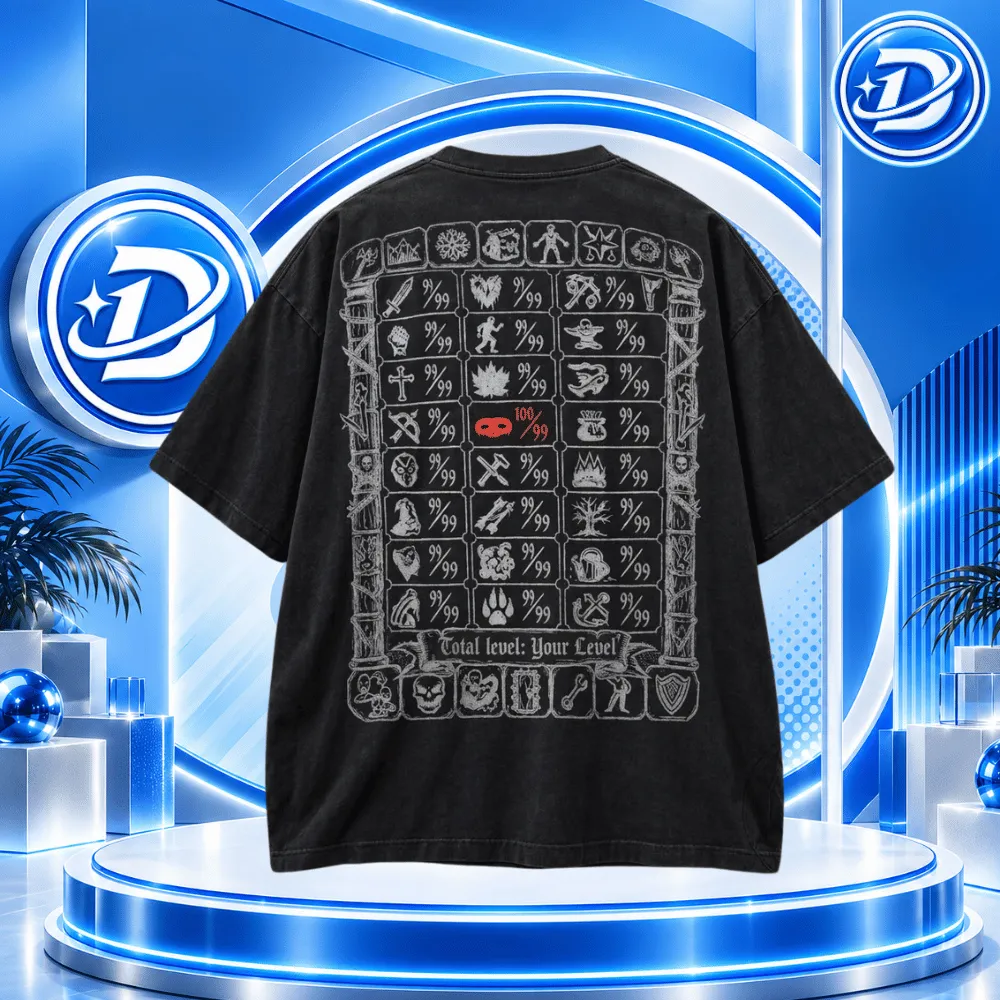 100 Thieves x Old School RuneScape OSRS 100/99 Thieving Custom Level T Shirt